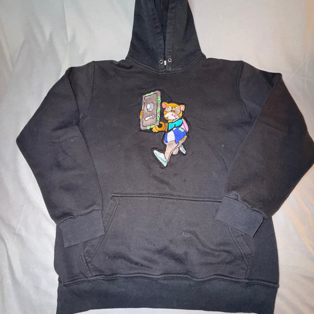 Different Breed Graphic‎ Hoodie Mens XL Black Good Embroidered Bear Streetwear
